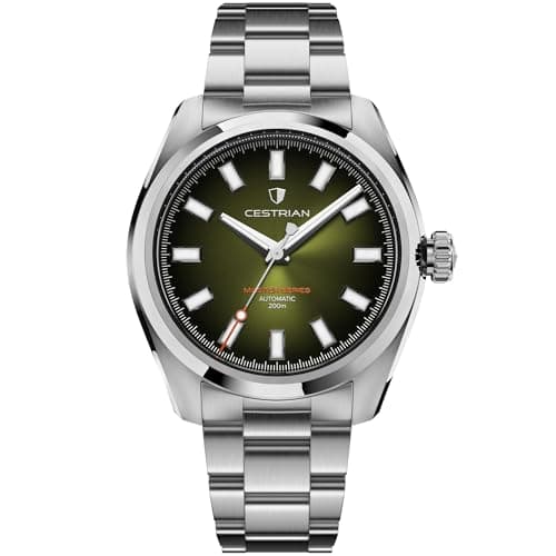 Image of Cestrian Master Series V3 40mm Automatic Men’s Watch – Green Dial, 316L Stainless Steel Case & Bracelet, 200m Water Resistant