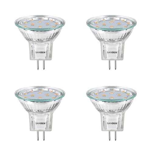 Image of SANSUN 3W LED MR11 Light Bulbs, Replacement for 12V 20W 35mm Halogens, Fiber Optics Christmas Tree Bulb, G4/GU4/GZ4 Bi-Pin Base, Soft White 3000K, (Pack of 4)