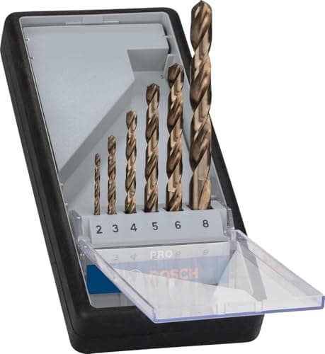 Image of Bosch 6x PRO Stainless Steel HSS-Co Twist Drill Bit Set (for Steel, Stainless steel, Ø 2,0, 3,0, 4,0, 5,0, 6,0, 8,0 mm, Professional Accessory Rotary Drill/Drivers)