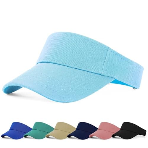 Image of FCHUI Sun Visor Cap - Women Ponytail Baseball Cap for Women and Ladies, Long Peak Thicker Sweatband Adjustable Hat for Golf Cycling Fishing Tennis Running Jogging Visor Hats for Men (Sky Blue)