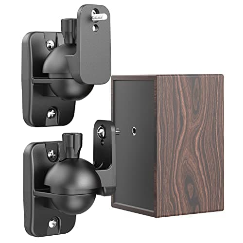 Image of Cozycase 2 Pcs Speaker Wall Mount Brackets with Fittings - Adjustable Satellite Speaker Wall Mount Kit | Rotatable | Tiltable for Surround Sound Speakers, Hold up to 7.7lbs, Black