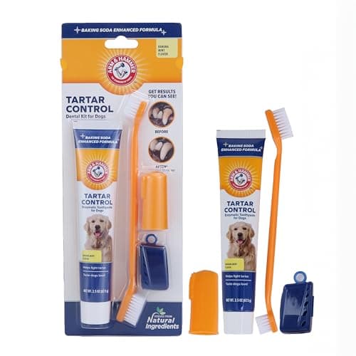 Image of Arm & Hammer Tartar Control Dental Kit for Dogs, Banana Mint White