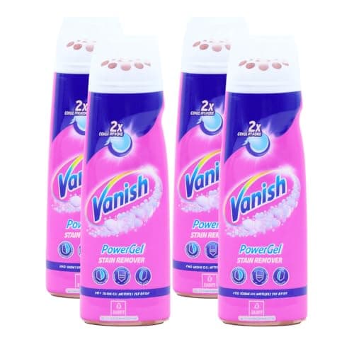 Image of Vanish Powergel Stain Remover, 200 ml (Pack of 4), Floral Scent, Concentrated Pre-Treatment Formula for Laundry, Fabric Stain Removal Gel, 800 ml Total, Fast Acting Deep Cleaning Detergent