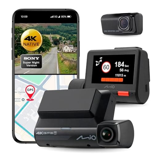 Image of Mio MiVue 955WD Duo 4K Dash Cam Front and Rear — STARVIS 2 HDR Night Vision, 4K+1080P, UK Speed Camera Alerts, 3-Year Warranty, Wi-Fi GPS, Parking Mode, App Control
