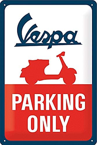 Image of Nostalgic-Art Retro Tin Sign – Vespa – Parking Only – Gift idea for Scooter Fans, Metal Plaque, Vintage Design for Wall Decoration, 20 x 30 cm