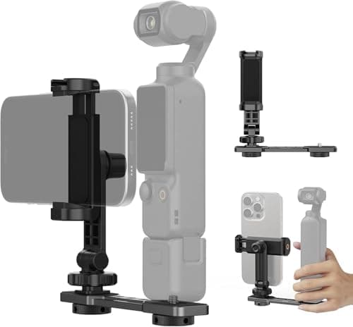 Image of NEEWER Phone Holder Mount Compatible with DJI Osmo Pocket 4 & Pocket 3, Accessories Expansion Cell Phone Mount with 1/4" Threads for Tripod/Extension Rod, Cold Shoe for Mini Video Light, Mic, AC021