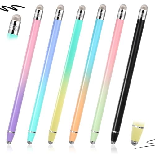 Image of IANFAN 6 Pcs Stylus Pens for Touch Screens, Tablet Pens with Precision Double Fiber Tips Sensitive 2 in 1 Stylus Pen for Pad Tablets Smartphones Touch Screen
