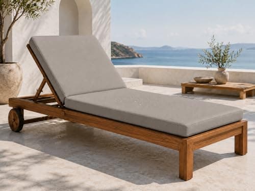 Image of L S U Sun Lounger Cushion Waterproof Recliner Pad Removable Cover Zipper Outdoor Garden Deck Bed (Grey)