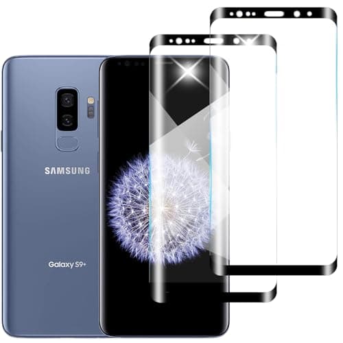Image of skoxno (2 Pack) Screen Protector for Samsung Galaxy S9 Plus, 3D Curved Full Coverage, Bubble Free, Anti-Scratch, HD Clear Tempered Glass Film