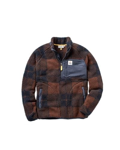 Image of Passenger Men's Offroad Recycled Sherpa Half Zip Fleece (UK, Alpha, M, Regular, Regular, Chestnut/Deep Navy Check)
