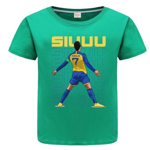Image of Forlcool Kids NO.7 Football Cotton T-Shirt for Boys & Girls Age 3-13 Years (Green,7-8 Years,7 Years,8 Years)
