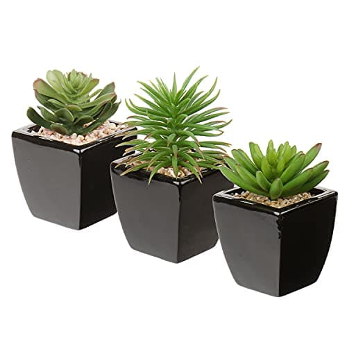 Image of Oairse Artificial Succulent Plants Series Fake Plants Succulents in Ceramic Pot Set of 3 Faux Succulents Mini Potted Artificial Plant for Bathroom Shelf Kitchen Patio Home Office Table Decor