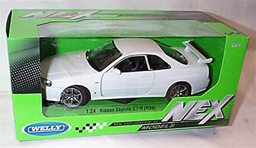 Image of Welly nex models Skyline GT-R R34 White vehicle 1:24 scale diecast model