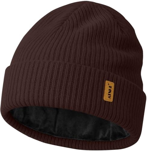 Image of ATNKE Unisex Knit Beanie Hat, Stretchy Thick Warm Fleece Lined Daily Winter Soft Cuffed Wooly Skull Cap Gifts for Men Dad and Women/Coffee