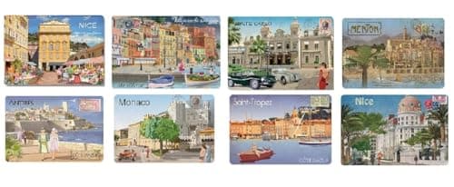 Image of Cartexpo Set of 8 Vintage Placemats with Côte d'Azur Theme