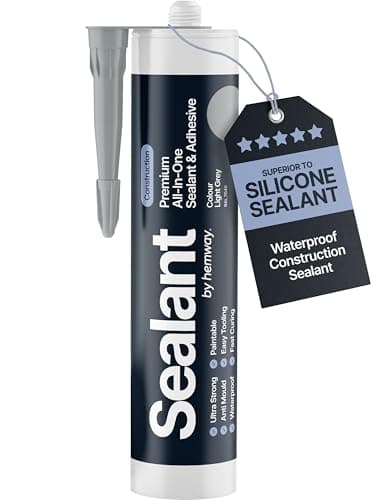 Image of Light Grey Construction Hybrid Polymer Sealant Adhesive 13.1oz All-in-One Weatherproof Waterproof Paintable Indoor Outdoor Strong Window Door RV Roof Wood Plastic Metal Gutter Leak Brick - 1 Pack