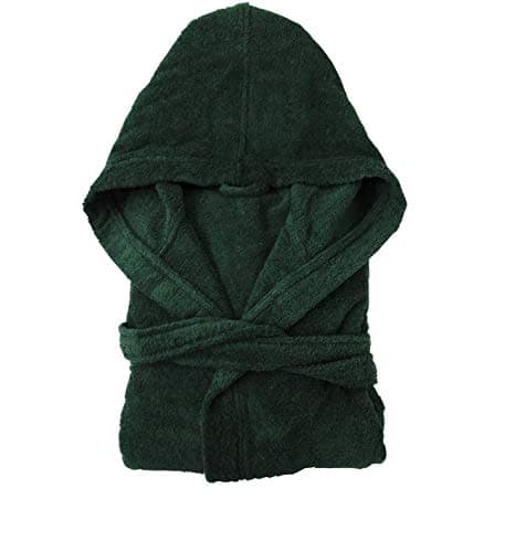 Image of The House Of Emily Turkish Cotton Terry Towelling Hooded Bathrobe Dressing Gown for Men and Women Soft and Highly Absorbent (Hunter Green, Small - Chest 39"-42")