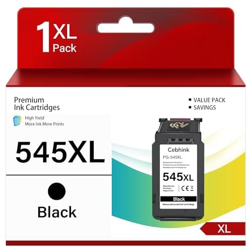 Image of 545 XL Black Ink Cartridge Remanufactured for Canon PG-545 545XL Ink Cartridges Black PG545XL PG-545XL High Yield Work for Canon TS3350 TS3355 TS3300 MG3050 TR4550 MG2950 TR4551 TS3100 printer(1 Pack)
