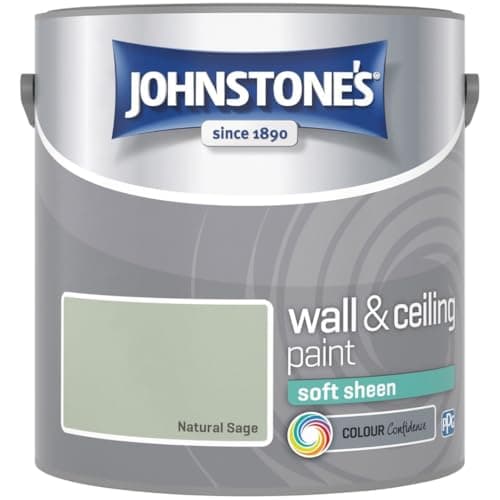 Image of Natural SageJohnstone’s Wall & Ceiling Soft Sheen Paint 2.5L – Subtle Sheen Finish, Durable & Washable, Quick Dry, Low Odour Interior Paint for Walls & Ceilings