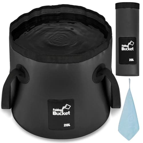 Image of flintronic Folding Water Bucket, 20L Foldable Storage Container Collapsible Bucket for Camping, Outdoor Portable Lightweight Buckets for Traveling Fishing Hiking Camping Boating (Black)