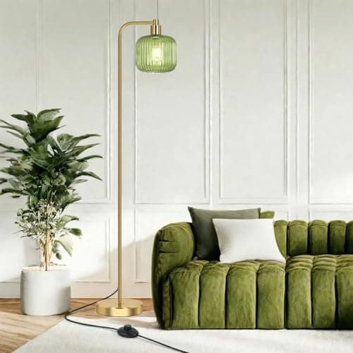 Image of BTTO Floor Lamps for Living Room, Vintage Standing Lamp with Glass Lampshade, 170cm Gold Tall Lamps Standard Lamps with Foot Switch for Bedroom, Living Room, Office, E27 Sockets (Bulb Included)