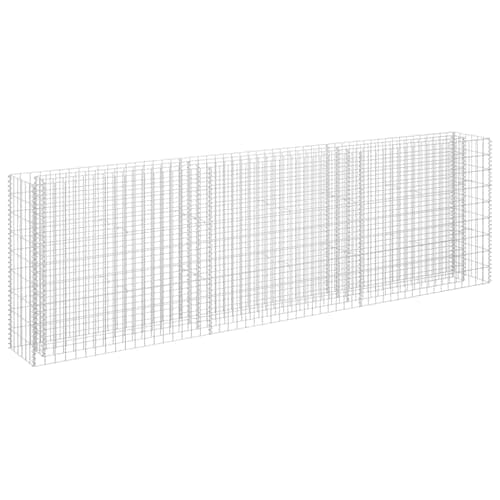 Image of vidaXL Gabion Raised Bed | Galvanised Steel | Outdoor Gardening Planter | DIY Assembly | Durable Rock Cage for Plant Bed Border | 270x30x90 cm, Silver