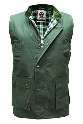 Image of WWK NEW WAX GILET OUTDOOR BODYWARMER OILED WAISTCOAT JACKET HUNTING FISHING (Medium, Olive Green)