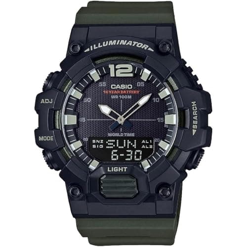 Image of Casio Men's HDC-700-1AVCF Classic Analog-Digital Display Quartz Black Watch, Black/Green, 46.5mm., Quartz Watch