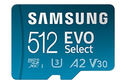 Image of Samsung EVO Select (2024) microSD card + SD adapter, 512GB, Memory card for smartphone and tablet, UHS-I U3, 4K UHD, Full HD, 160 MB/s Read, MB-ME512SA/EU