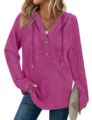 Image of Syphiby Tunic Sweatshirts for Women UK Ladies Hoodies Women Casual Long Sleeve Jumper for Womens Plain Sweatshirts Lightweight Top Fall Clothes Hoodies for Women UK Rose Pink M