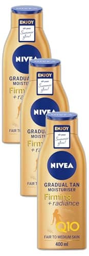Image of NIVEA Q10 Firming Plus Radiance Gradual Tan (400 ml), Firming Cream with Q10, Supports Gradual Tan, Tanning Moisturiser for a Sun-Kissed Radiant Glow (Pack of 3)