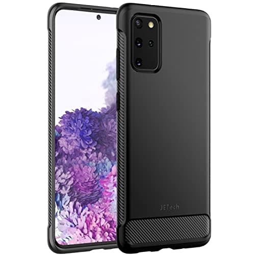 Image of JETech Slim Fit Case for Samsung Galaxy S20 Plus 5G (2020), Thin Phone Cover with Shock-Absorption and Carbon Fiber Design (Black)