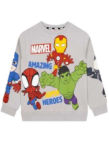 Image of Marvel Spidey And His Amazing Friends Boys Sweatshirt, Superhero Boys Clothes, Spidey Kids Jumper, Grey 4-5 Years
