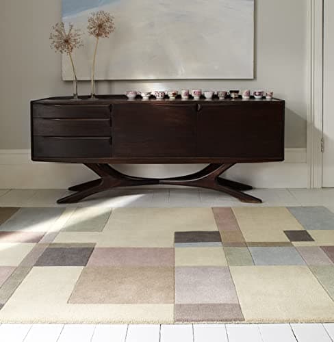 Image of Lord of Rugs Reef Geometric Patterns Hand Tufted Quality 100% Wool Rug Living Room Bedroom Carpet Medium 120x170 cm (4'x5'6") RF17 Blocks Pastel Multi