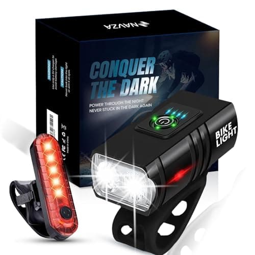 Image of Rechargeable Bike Light Set – Front and Rear LED Lights, Ultra-Bright with 6 Modes, Long Battery Life, IP65 Waterproof, USB Charging for Road & Mountain Bicycles (Metallic Black)