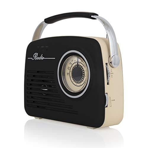 Image of Akai A60014V Vintage Radio with AM and FM Radio Functions, Built-in USB, Crystal Clear 5 W Mono Speaker, 220 V/50 Hz, Battery or Mains Powered, Rubberised Finish, Black