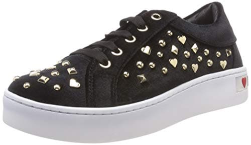 Image of Love Moschino Scarpad.gomma35 Velluto, Women’s Low-Top Sneakers, Black (Nero 000), 6 UK (39 EU)
