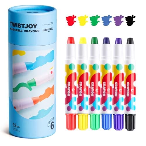 Image of Jar Melo TwistJoy Jumbo Crayons for Kids, 6 Colors Non Toxic Chunky Crayon for Toddlers Easy to Hold, Washable & Safe Colouring Crayons, Art Gift for Boys and Girls