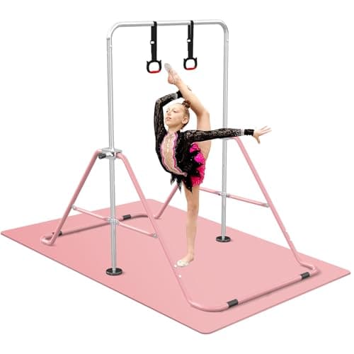 Image of FBSPORT Gymnastics Bars with TPE Mat, Horizontal Bar Expandable Gymnastics Kids Bar Folding Bar Junior Training Bar Multifunction Gym Training Equipment Home Training Adjustable Height Kip Bar