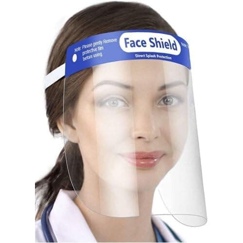 Image of 10 Pack Face Shield Visors, Adjustable Clear Plastic Full Face Protection Shields for Adults, Anti‑Fog, Anti‑Droplet, Dust & Splash Resistant, Clear View, with Soft Comfort Foam & Elastic Band