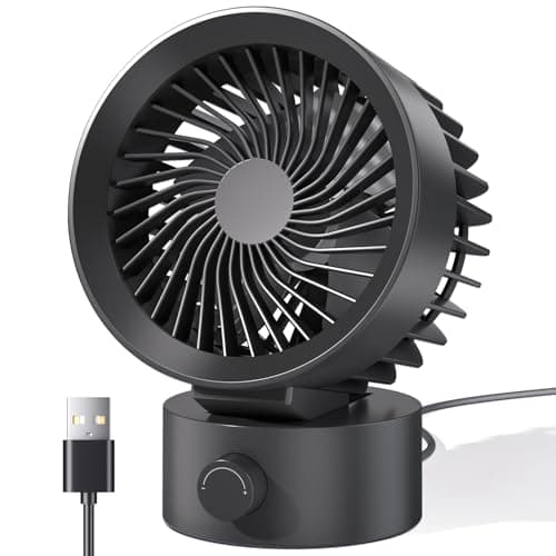 Image of KinYiLO Mini USB Desk Fan, Stepless Speed Personal Cooling Fan with Quiet Operation, Small USB Powered Table Fan for Home Office Desktop Computer Dorm,Black