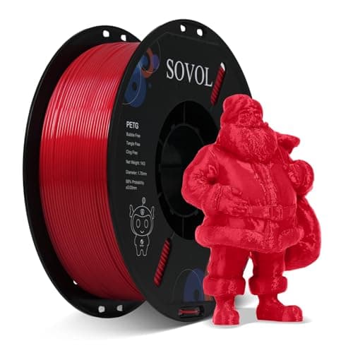 Image of Sovol 3D Printer PETG Filament 1.75mm 1KG (2.2lbs), High Precision, Strong Toughness, Wiring Tightness, Dimensional Accuracy +/- 0.03 mm, 3D Printing Filaments, PETG Red