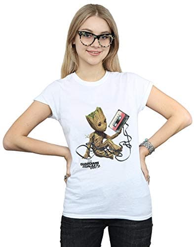 Image of Marvel Women's Guardians of The Galaxy Groot Tape T-Shirt White Small