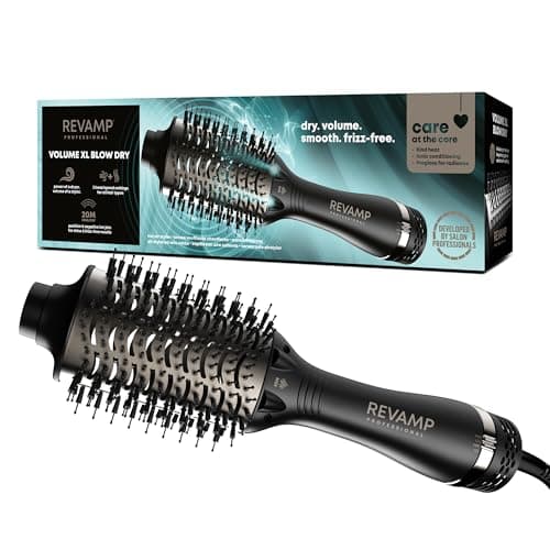 Image of REVAMP Progloss Perfect Blow Dry Air Styler - 4 in 1 Multifunctional Professional Drying, Detangling and Styling Blow Dryer Brush, Salon Professional Volumiser, Lightweight, Ceramic Barrel, 1200 W