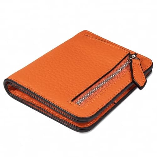 Image of GADIEMKENSD Small Purses for Women RFID Blocking Bifold Soft Leather Wallet Credit Card Holders with Zip Mens Mini Coin Pocket Wallets Money Organisers Case for Travel Gift Minimalist Orange