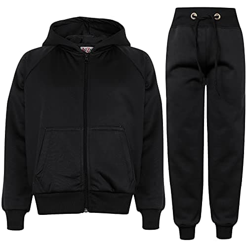 Image of A2Z 4 Kids Plain Tracksuit Cuffed Hoodie Sports Joggers Jogging Casual Sweatpants Activewear Set Girls Boys Age 5-13 Years
