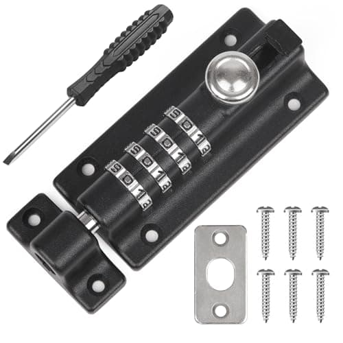 Image of Weielt Digit Combination Locking Bolt, 4 Digit Sliding Lockable 120mm Stainless Steel Silded Garden Gate Latch for Wooden Gates, Gate Door Bolt Lock with Anti-Tamper Screws (Black)