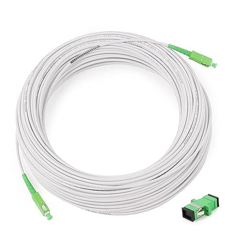 Image of Vesperia 15m(49.2ft) Armored Network Fibre Optic Cable SC/APC to SC/APC OS2 Simplex Singlemode 9/125μm LSZH FTTH 3.0mm Patch Cord Fiber Cables with Adapter Coupler