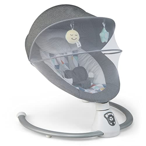 Image of COSTWAY Electric Baby Bouncer, Portable Infants Rocker with Removable Mosquito Net, 5 Swing Settings, Built-in Music and 3 Timer, Includes Remote Control, Baby Swing Chair Suitable from Birth