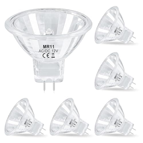 Image of EASYIVY MR11 GU4 Halogen Bulb 12V 35W Dimmable, GU4 Bi-Pin Base Spotlight Bulbs Glass Cover 35mm Diameter, Warm White 2700K MR11 Mini Reflector Light Bulb for Recessed Light, Landscape Light, 6-Pack